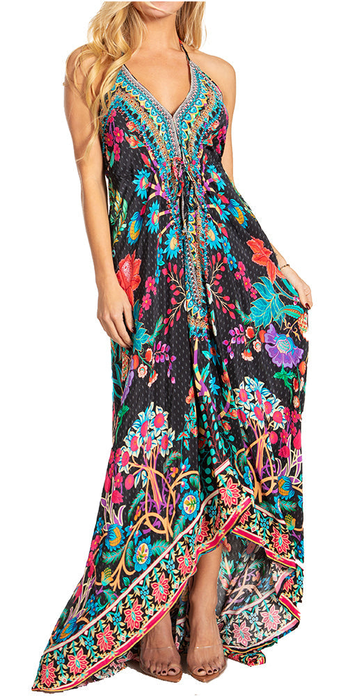 Sakkas Lizi 2025 Womens Maxi High-low Halter Handkerchief Long Dress Beach Party
