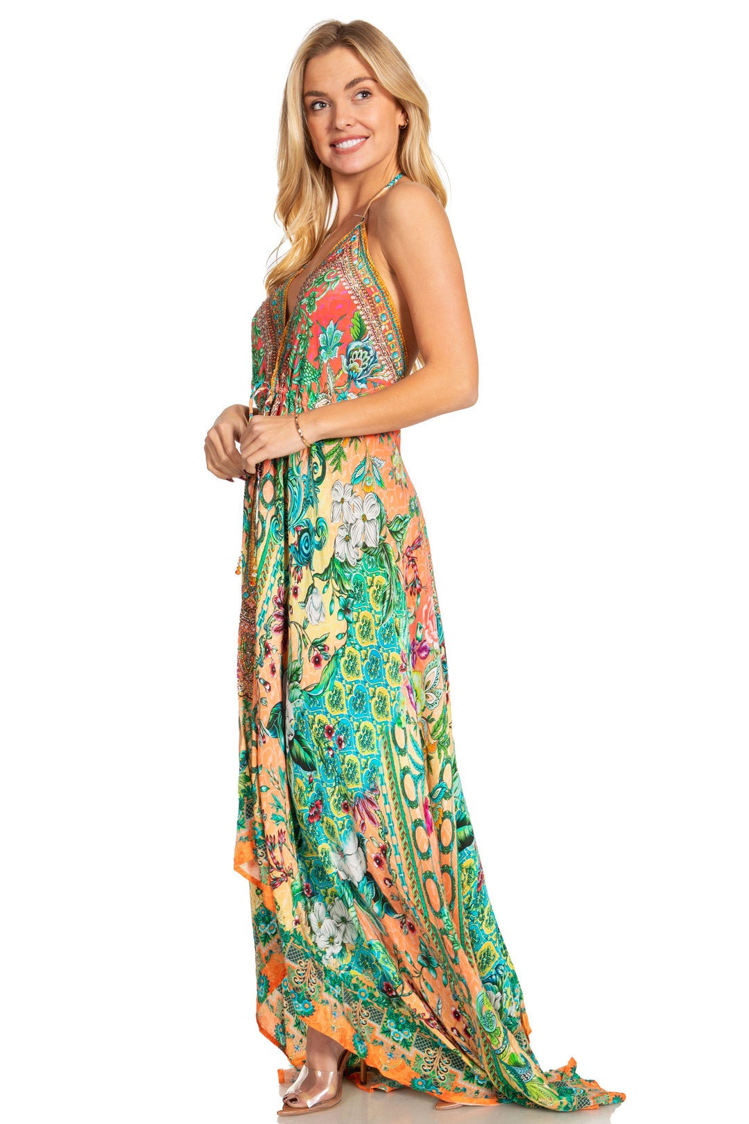 Sakkas Lizi 2025 Womens Maxi High-low Halter Handkerchief Long Dress Beach Party