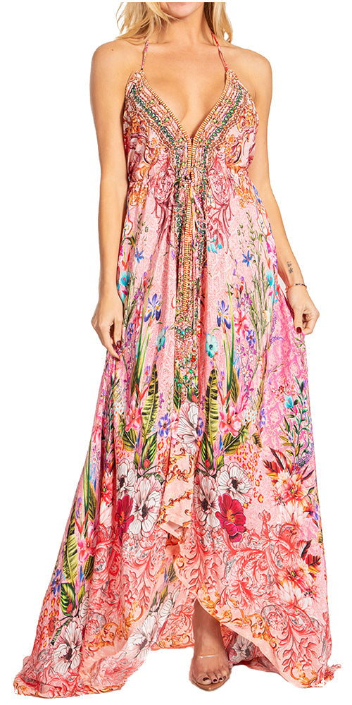 Sakkas Lizi 2025 Womens Maxi High-low Halter Handkerchief Long Dress Beach Party