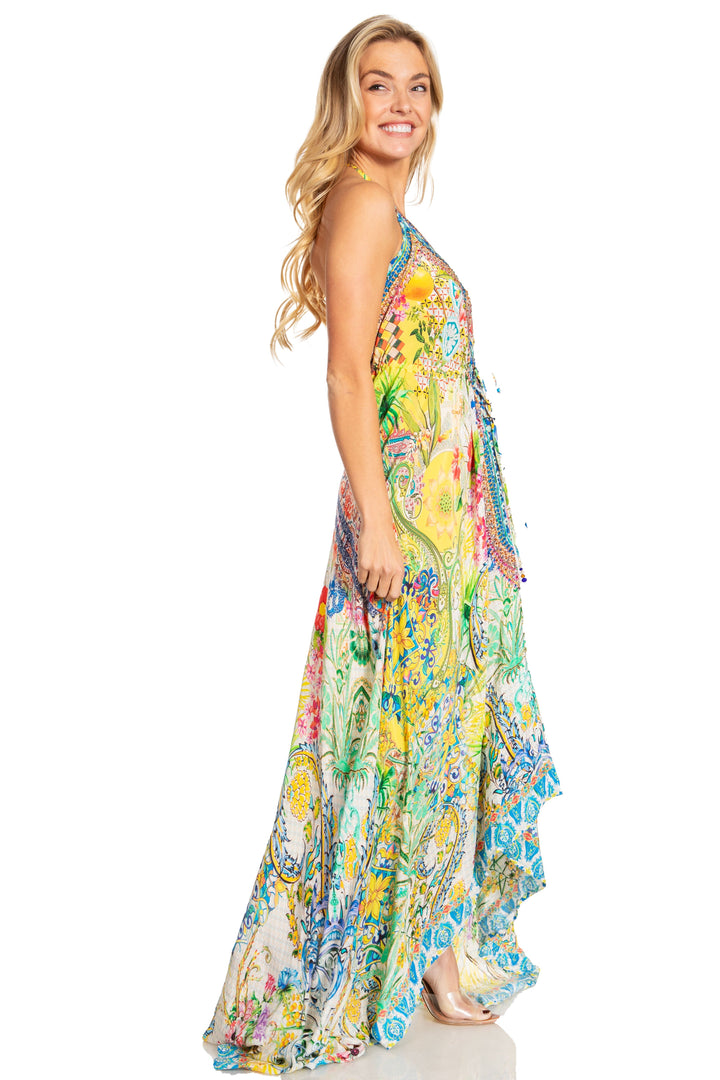 Sakkas Lizi 2025 Womens Maxi High-low Halter Handkerchief Long Dress Beach Party