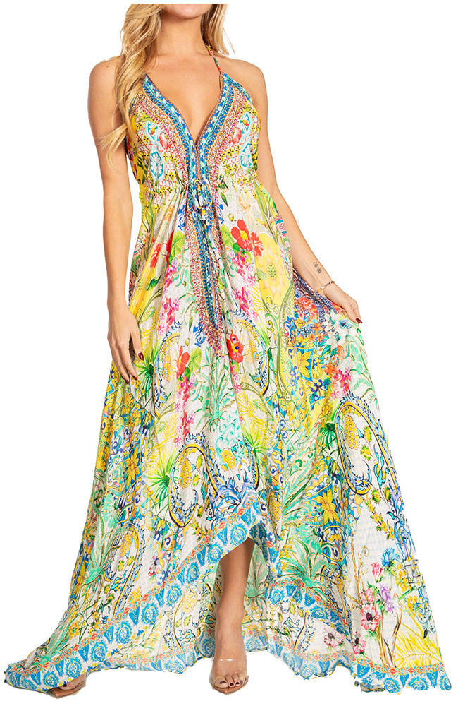 Sakkas Lizi 2025 Womens Maxi High-low Halter Handkerchief Long Dress Beach Party