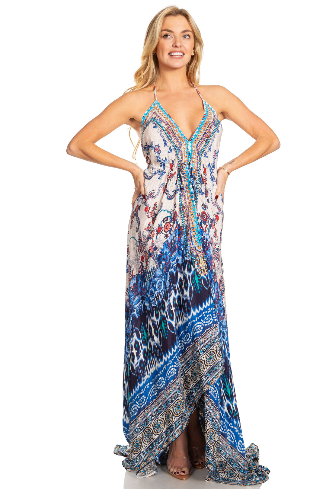 Sakkas Lizi 2025 Womens Maxi High-low Halter Handkerchief Long Dress Beach Party
