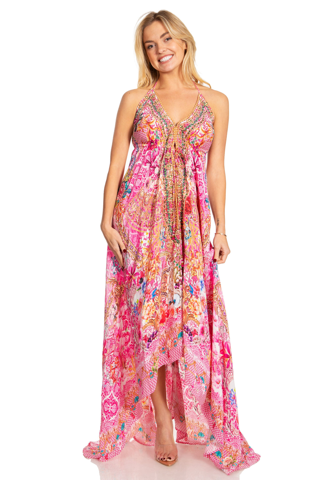 Sakkas Lizi 2025 Womens Maxi High-low Halter Handkerchief Long Dress Beach Party