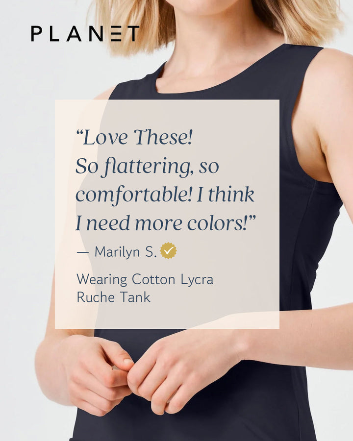 Cotton Lycra Ruche Tank - Black cotton lycra fabric