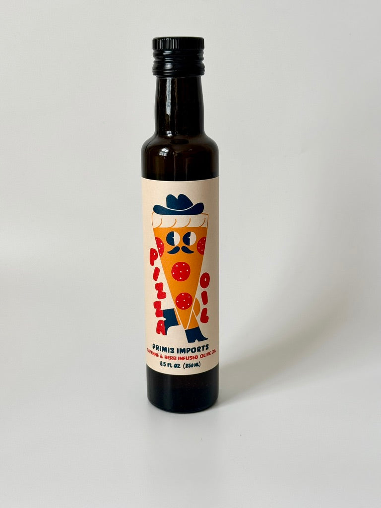 Pizza Oil Cayenne & Herb Infused Olive Oil front bottle