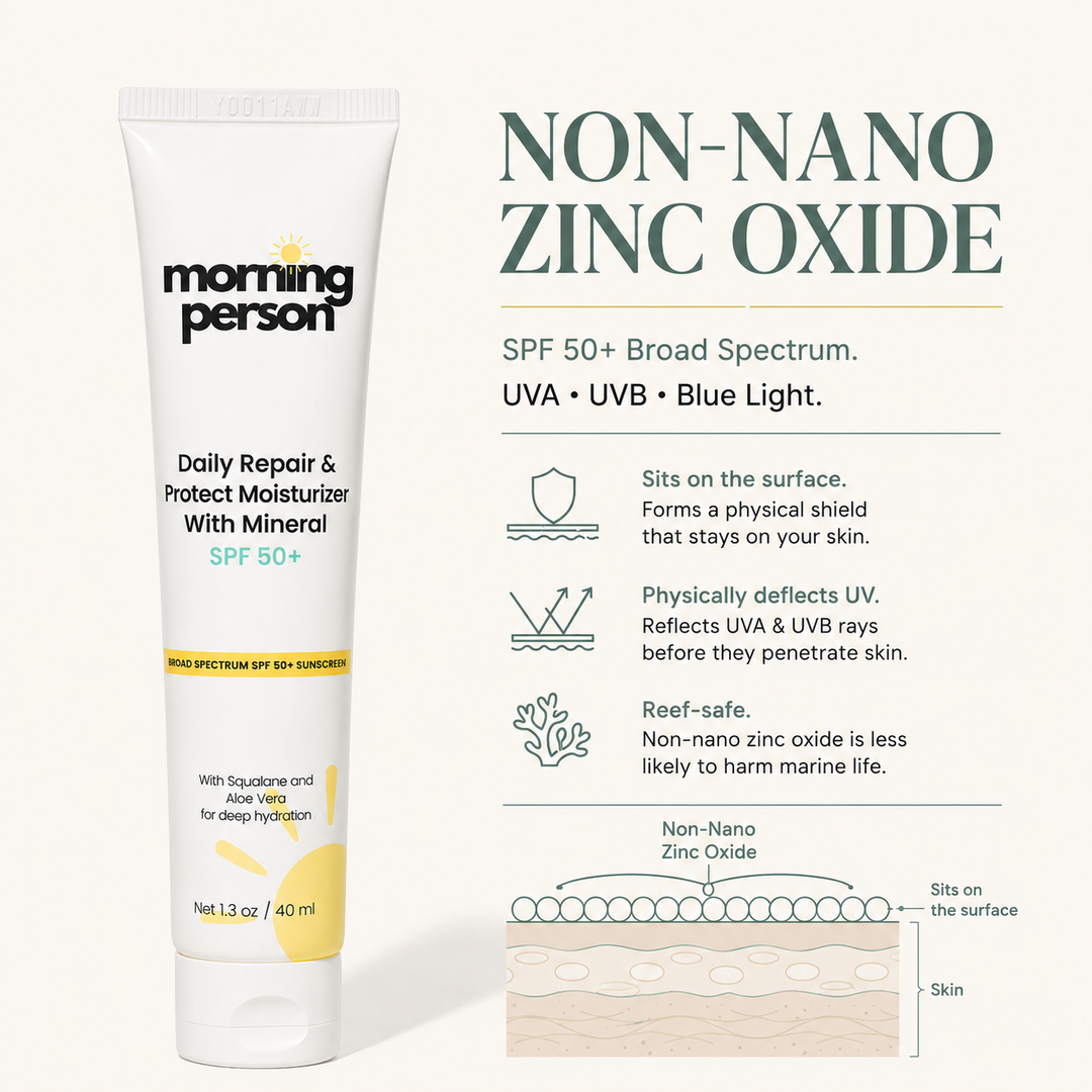 Mineral SPF moisturizer ingredient list close-up