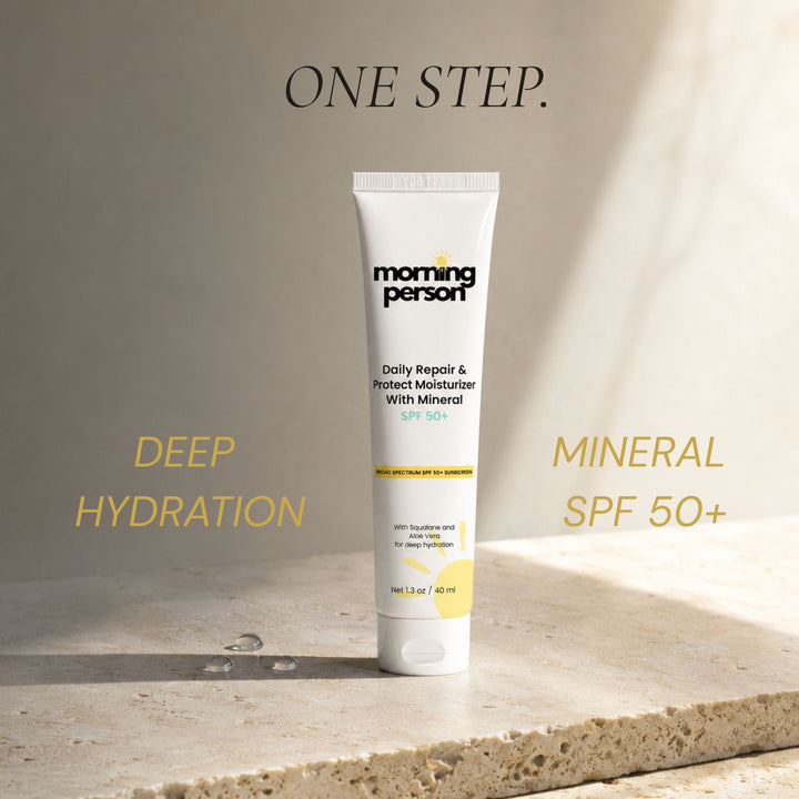 Mineral SPF moisturizer ingredient list close-up