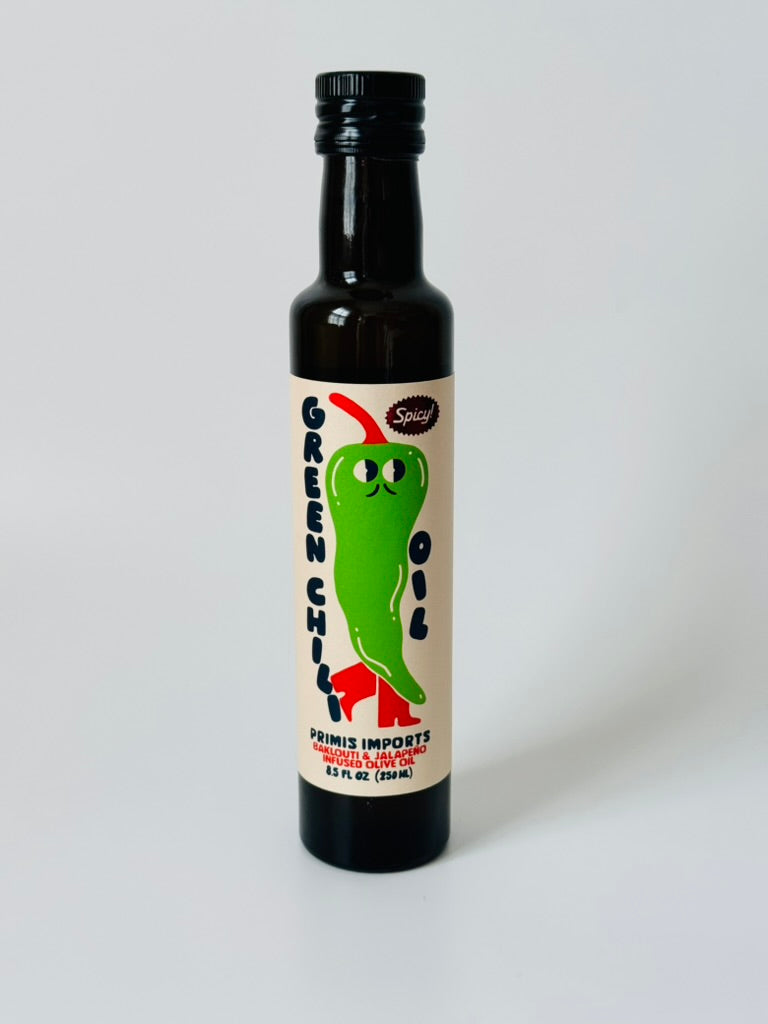 Spicy Green Chili Olive Oil front bottle