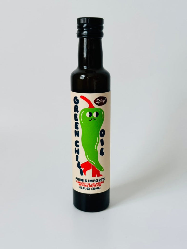Spicy Green Chili Olive Oil front bottle