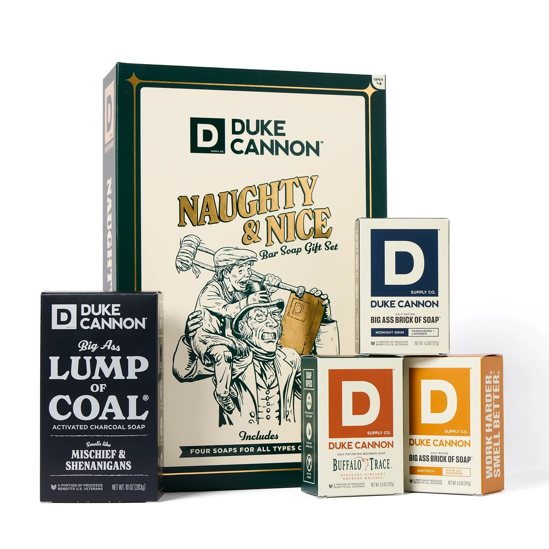 Naughty and Nice bar soap gift set by Duke Cannon with four scented soap bars