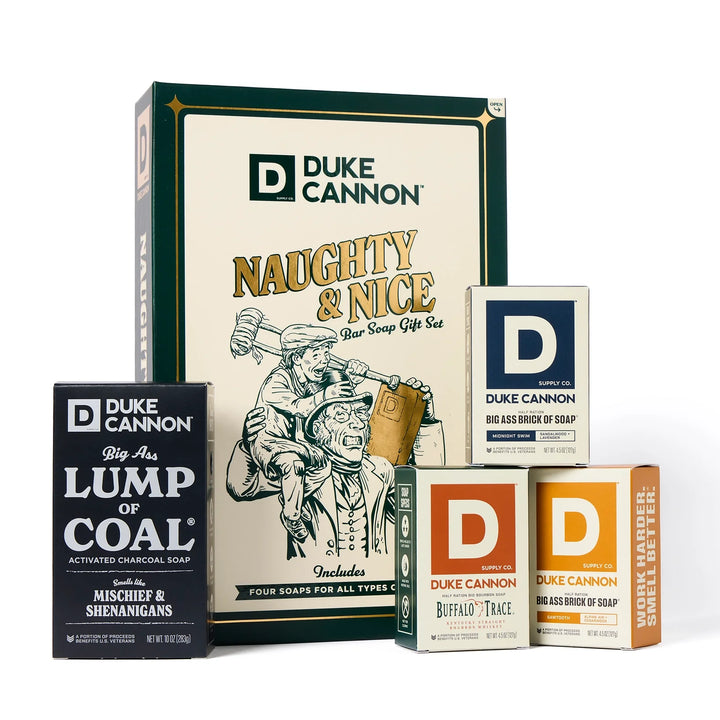 Naughty and Nice bar soap gift set by Duke Cannon with four scented soap bars