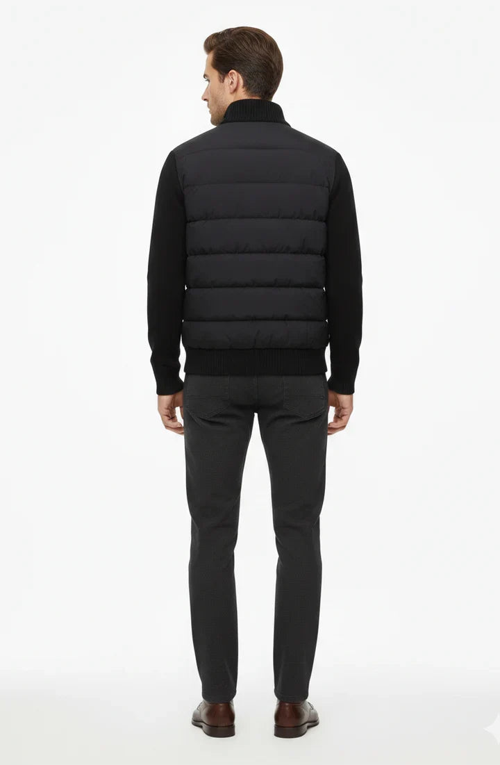Ryder Men's Hybrid Quilted Puffer Bomber Jacket back view