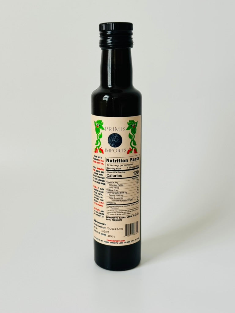 Genovese Basil Olive Oil ingredients and bottle
