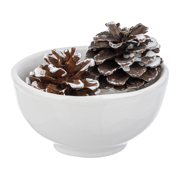White ceramic holiday tidbit bowls in Jolly, Nice, Naughty, and Good designs